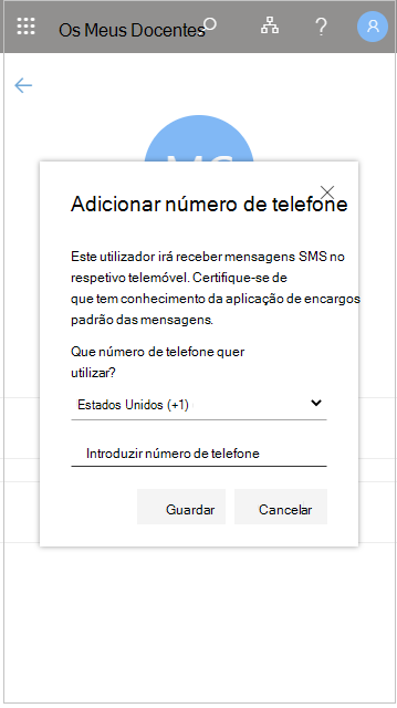 Adicionar um número de telefone de usuário em Minha Equipe