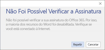 Captura de tela da mensagem de erro De verificação de erro da assinatura do Couldnt