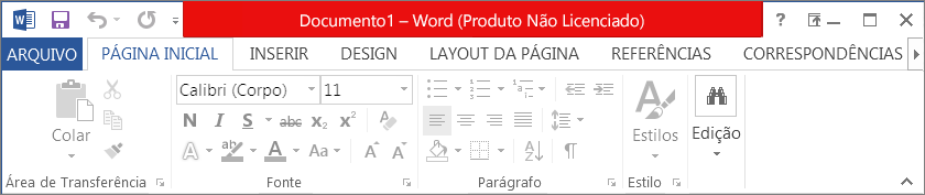 Mostra o Produto Não Habilitado na barra de título vermelha, a interface desabilitada e a faixa de mensagem