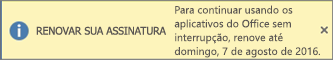 Mostra o banner Renovar sua Assinatura e o botão Comprar