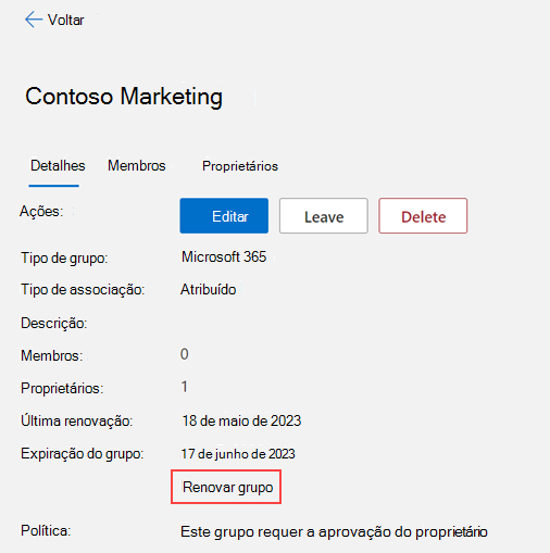 imagem mostrando como renovar um grupo