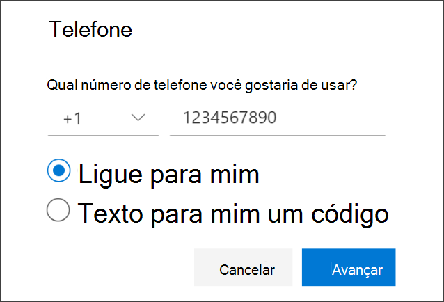 Adicionar número de telefone e escolher chamadas telefônicas