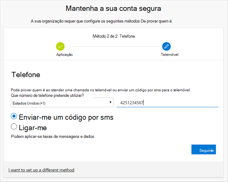 Começar a configurar seu número de telefone para mensagens de texto