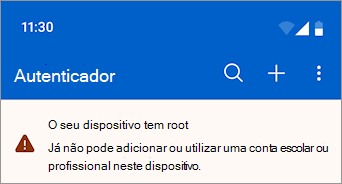 Uma captura de tela mostrando uma conta corporativa ou escolar bloqueada em um dispositivo Android com raízes no Microsoft Authenticator.