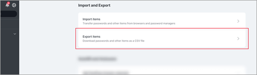 O menu de configurações do NordPass.
