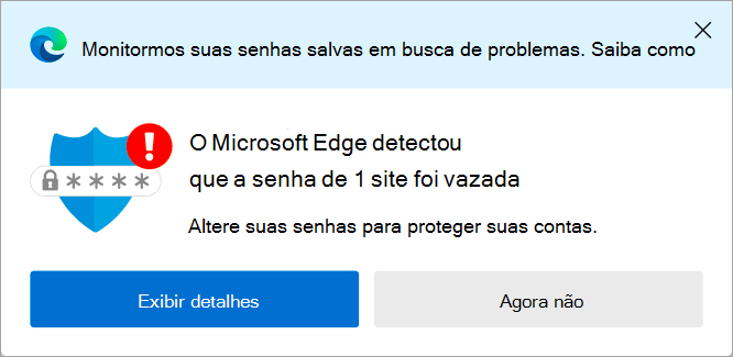 Alerta para vazamento de senha