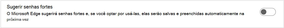 Captura de tela de Sugestão de senhas fortes.