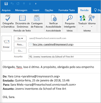 Captura de tela da guia revisão.