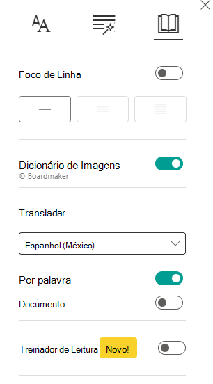 Captura de tela das preferências de leitura.