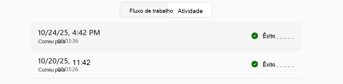 Captura de ecrã do ecrã de atividade.