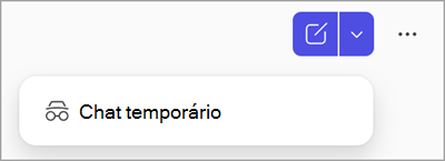 Captura de ecrã a mostrar o botão de chat temporário no Copilot Chat