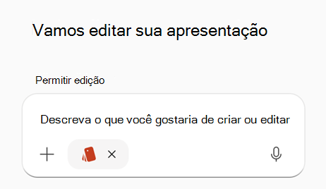Captura de tela da caixa de prompt do Copilot com o Kit de Marca selecionado no PowerPoint.