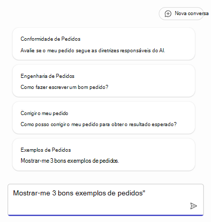 Uma lista de solicitações para que você comece a criar um agente
