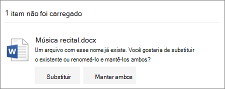 O nome de ficheiro já existe um erro na IU da Web do OneDrive