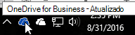 Uma captura de tela mostrando o cursor passando sobre o ícone azul do OneDrive, com o texto OneDrive for Business.