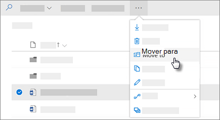 Captura de tela do comando Mover para no OneDrive for Business