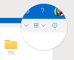O botão de informações do painel de detalhes do OneDrive.