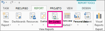 Botão Em Andamento na guia Relatório