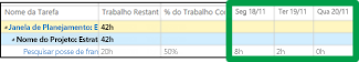 Inserindo horas no modo de exibição Tarefas