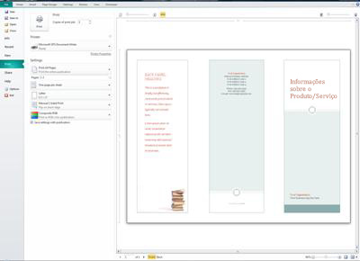 Visão geral das configurações de impressão do Publisher