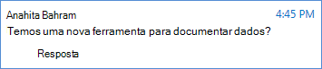 Captura de tela de uma pergunta