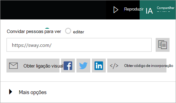 Menu do Sway a partir de uma conta da Microsoft