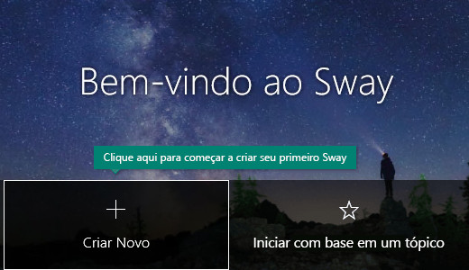 Botão Criar novo na página Meus Sways