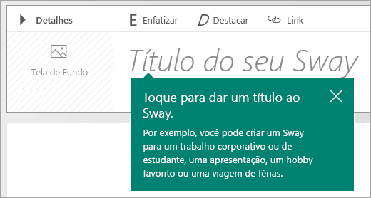 Aviso de título no Enredo do Sway