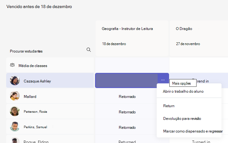 opções de atribuição