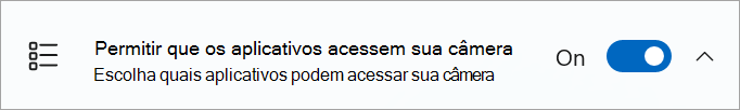 O botão de alternar partilha da câmara está ativado nas definições do dispositivo Windows.