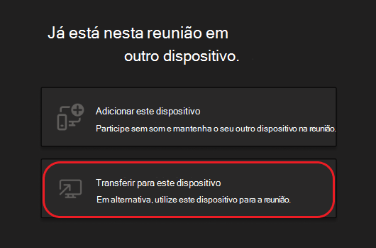 Botões para adicionar este dispositivo ou transferir para este dispositivo