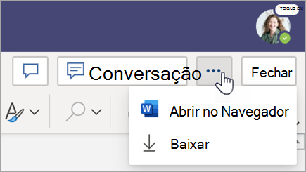Selecione o menu Mais opções, ao lado do botão Fechar.
