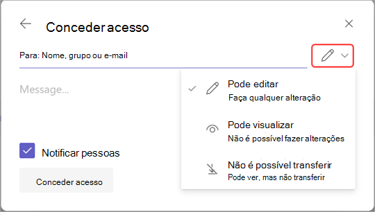 Imagem com ícone de edição realçado para gerenciar o acesso à gravação.