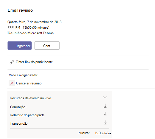 Botão Baixar transcrição