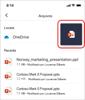 Toque no ícone Exibir para retornar ao PowerPoint