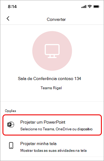 Toque em Projetar um PowerPoint