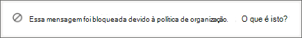 Mensagem de sistema do Teams que um destinatário recebe quando alguém lhe envia uma mensagem bloqueada por uma política de prevenção de perda de dados de organizações