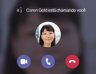 Notificação de chamada de entrada do Teams