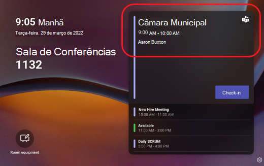 painel do Teams reunião em curso