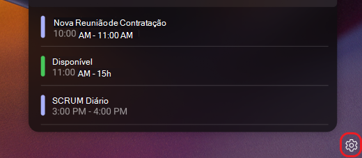 definições de painel do Teams