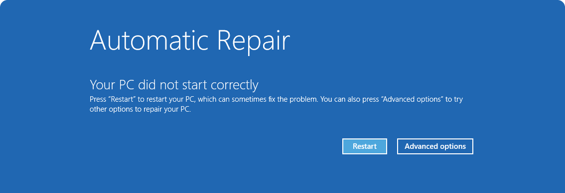 Captura de tela da opção de reparo automático.