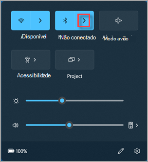 O botão Gerenciar dispositivos Bluetooth em Configurações Rápidas.