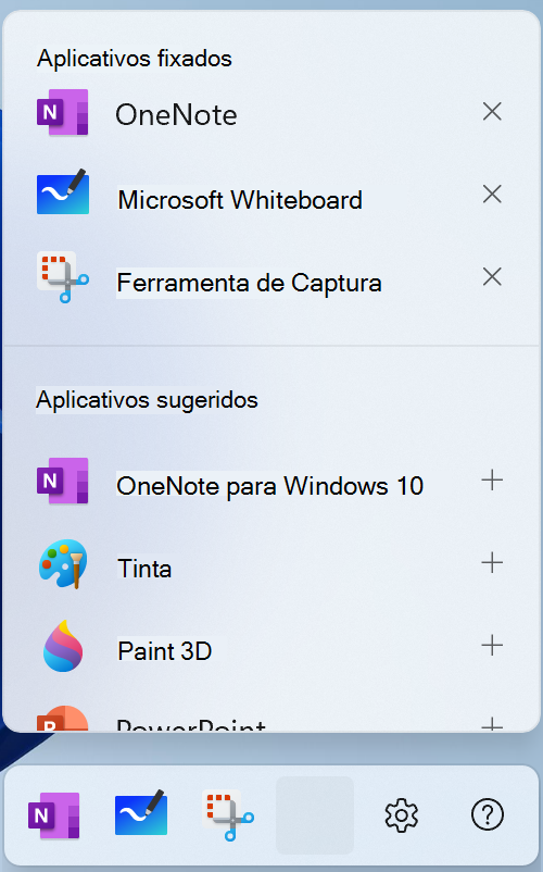 Uma captura de ecrã do menu editar caneta no Windows 11.