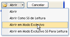 Abrir ficheiros no modo Exclusivo