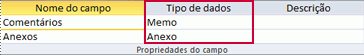 Definição do tipo de dados