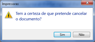 Confirme que pretende cancelar a impressão.