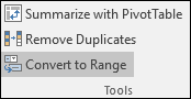 Converter uma tabela do Excel num intervalo