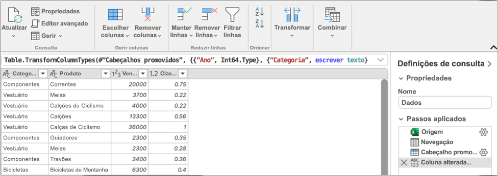 O Editor do Power Query
