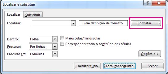 Caixa de diálogo Localizar