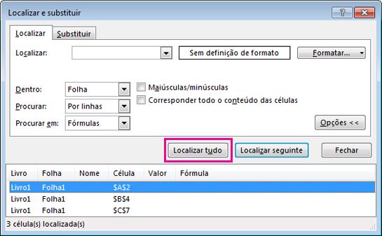 Localizar todas as células unidas